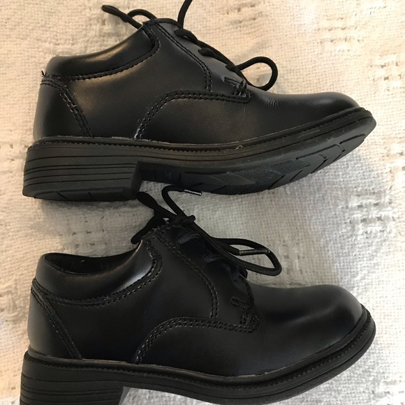 Little Boys 8.5 Wide Black Leather Dress Shoes - Picture 4 of 9